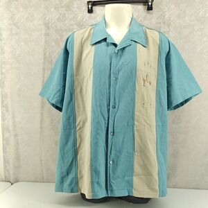 Steady Clothing Shirt Mens 3XL XXXL Blue Rockabilly Cocktail Bowling Shirt Retro